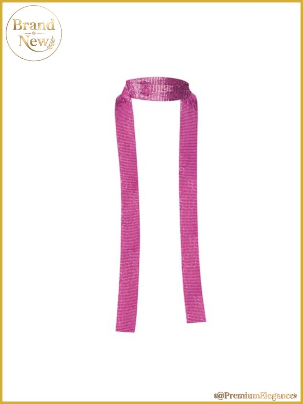 Metal Sequins Long Thin Skinny Neck Tie Scarf for Party Evening